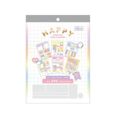 Imagem de Bloco de adesivos para planner Happy (390 adesivos) - Tilibra