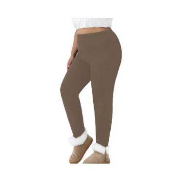 Imagem de Leggings Térmicas plus Size Forradas Com Fleece Super Macias De Cintur