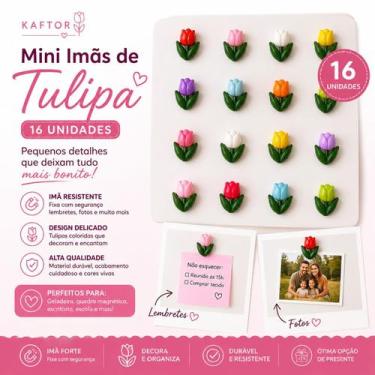 Imagem de Ímãs de Geladeira Tulipa Kit com 16 unidades Cores variadas - KAFTOR