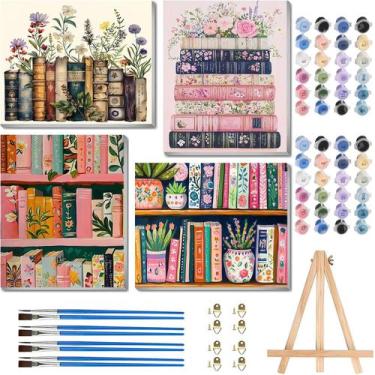Imagem de Pintura por Números ARTISTKISS Kit com 4 Peças 20x30 cm emoldurado