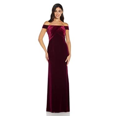 Imagem de Adrianna Papell Vestido feminino de veludo elástico, Borgonha, 38