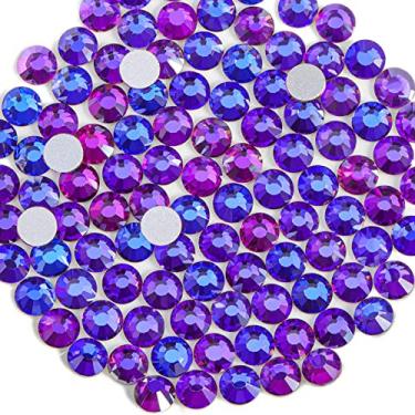 Imagem de Beadsland 1440 peças pedras preciosas redondas de cristal de strass de fundo plano para arte de unhas e cola de artesanato, veludo roxo, SS20, 4,6-4,8 mm