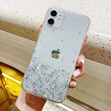 Imagem de Capa Glitter para iPhone 13 12 11 Pro Max X XS XR 6 7 8 Plus SE 2020 Capa de Celular Feminina Menina Plástico Duro Pára-choques, Transparente, Para iPhone SE 2020