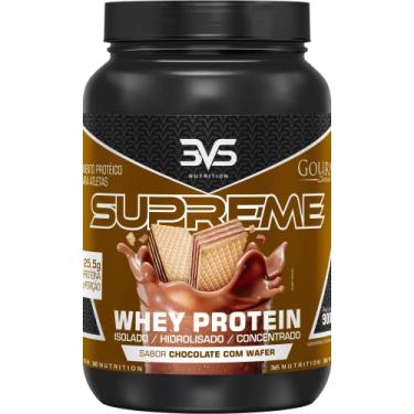 Imagem de Whey Supreme 3W 900g - 3VS Nutrition - Sabor Waffer/Chocolate. Rápida absorção, ganho e manutenção de massa muscular. Isolado, Hidrolisado, Concentrado. Muito saboroso, gourmet, textura cremosa