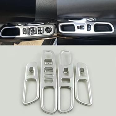 Imagem de Xodouhi Interruptor de vidro 4 peças tampa do painel do botão de elevação da janela elétrica para Jeep Renegade 2016 2017 2018 2019 2020 2021 ABS apoio de braço interruptor interruptor botão guarnição