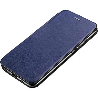 Imagem de KOSSMA Capa carteira para iPhone 13 Pro Max /13 Pro, capa flip protetora de couro genuíno slots para cartão TPU Shell Kickstand Proteção da câmera Capa Magnética Folio (Cor: Azul, Tamanho: 13 Mini 5,4 polegadas)