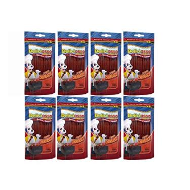 Imagem de Combo 8 pacotes Ossinho Palito Sabor Churrasco Para Cães Deliciosso Palitinho Churrasco 100g