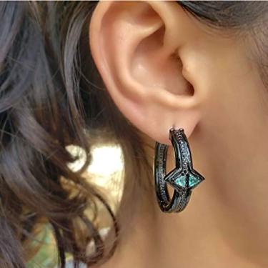 Imagem de ARGOLA EM RÓDIO NEGRO COM RESINA E PEDRA FUSION