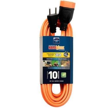 Imagem de Cordão Prolongador Macho/Fêmea 2P+T Hardwork Cabo PP Plano 3x2,50mm² 20A 250V Laranja - Daneva 10 Metros Cod. DN1699