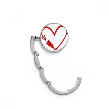 Imagem de Gancho de mesa com ilustração de coração e flecha de design vermelho, gancho dobrável decorativo
