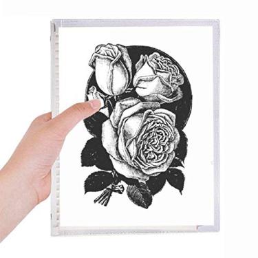 Imagem de Caderno Sketch com estampa de plantas de rosas e folhas soltas diário recarregável