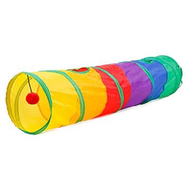 Imagem de Queenser Dobrável Gato Túnel Estrada Gato Brinquedos Kitty Túnel Pompom Bola Gato Interativo Play Toy para Esconder Descansando