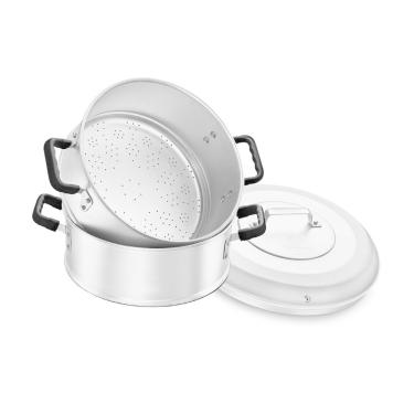 Imagem de Caçarola a Vapor 26 cm com Cabo de Baquelite 2 Peças em Alumínio ABC