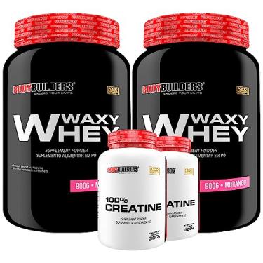 Imagem de Kit 2x Waxy Whey 900g + 2x Creatina Monohidratada 100% Pura 300g - Bodybuilders (Morango)