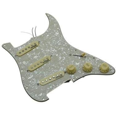 Imagem de KAISH Pickguard para guitarra elétrica envelhecida carregada com pérolas pré-cabeadas com captadores Wilkinson para Stratocaster EUA/México FD