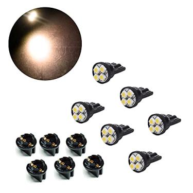 Imagem de PA LED 6 peças T10 168 194 Painel de instrumentos LED Lâmpada de painel de instrumentos 1/2" Soquete de bloqueio de torção -12V (Branco quente 3000K)