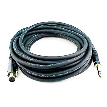 Imagem de Monoprice Cabo XLR fêmea para macho TRS de 0,6 cm - 7,5 m - preto, 16 AWG, banhado a ouro - Série Premier