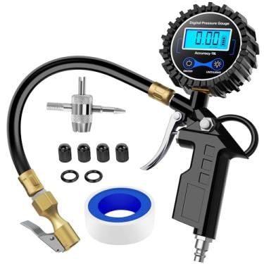 Imagem de Nilight Medidor de pressão digital de inflador de pneu 50026R, mandril de ar de 250 PSI e acessórios para compressor, resistente, com mangueira de borracha, acoplador de conexão rápida para resolução