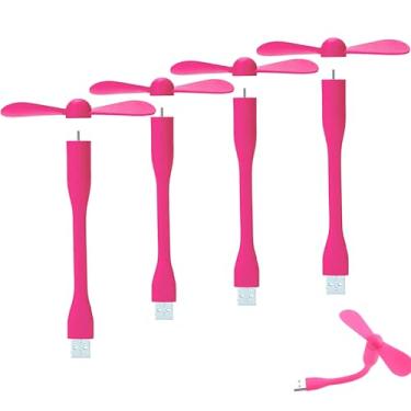 Imagem de Soseelnee Mini ventilador USB, ventilador de bolso portátil alimentado por USB-A, pequeno refrigerador, operação silenciosa, para casa, escritório, carro, viagens ao ar livre - pacote com 4 (rosa)