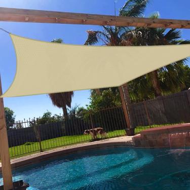 Imagem de Windscreen4less Toldo para-sol bege 30,5 cm x 35,5 m P retangular pátio tecido permeável bloqueio UV cobertura externa dossel perfeito para quintal, varanda, pérgola, gramado, jardim, piscina