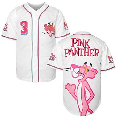 Imagem de 3 Camisa de beisebol rosa para homens, roupas para fãs de esportes costurados nos anos 90, branco preto azul P-3GG, 3 Branco, G
