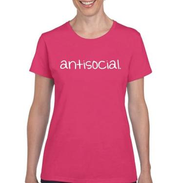 Imagem de Camiseta anti-social engraçada humor introvertido pessoas sugam ficar em casa anti social clube sarcástico geek camiseta feminina, Rosa choque, 3G