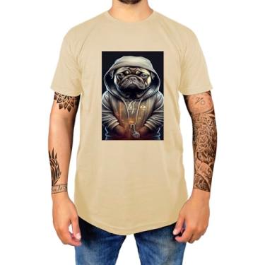 Imagem de Camiseta Masculina Casual Algodão Premium Estampada Gola Redonda Pet (P, Caqui)