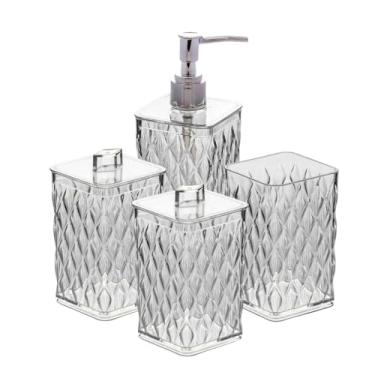 Imagem de Kit Lavabo Acrílico Porta Sabonete, Escova E Cotonete 4 Pçs (Incolor)