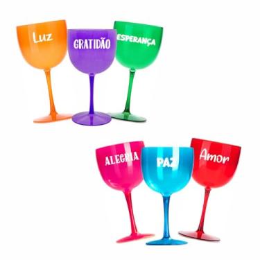 Imagem de Kit 6 Taças Gin Vodka Drink 580ml Acrílica Palavras mistas NATAL ANO NOVO FESTA FINAL DO ANO - Aloha