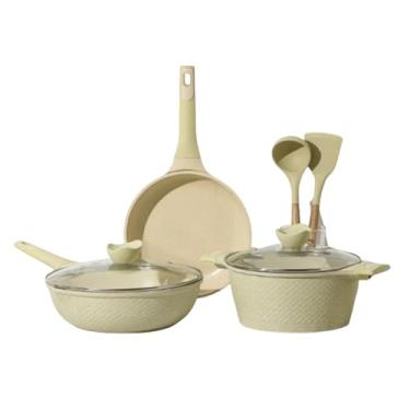 Imagem de Conjunto de panelas antiaderentes com frigideira wok, frigideira, comida para bebê, panela de leite, panela de sopa para cozinha doméstica, fogão de indução a gás, conjunto de 5 panelas