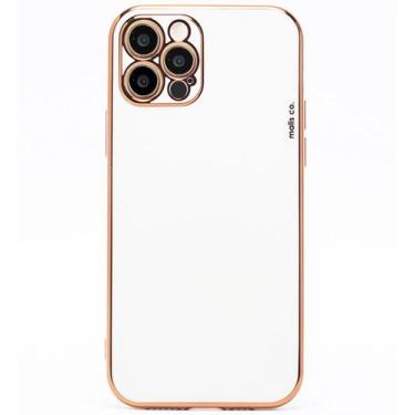 Imagem de Capa Capinha Iphone 12 PRO MAX Branca Lisa Slim Luxo Minimalista Brilh
