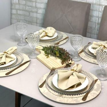 Imagem de Kit Mesa Posta Sousplat Completo Jacquard Promocional Oferta - MILLENI