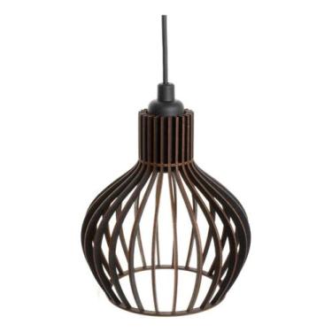 Imagem de Lustre Luminária Madeira Área Churrasco Pendente Marrom - Ana Decoraçõ