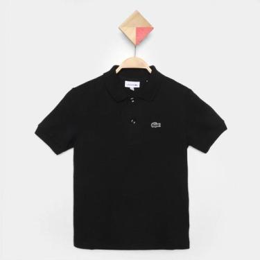 Imagem de Camisa Polo Infantil Lacoste Manga Curta Masculina, Preto, 1A