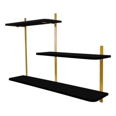 Imagem de Nicho Prateleira Parede Leeds Decoração - Loja da Isa, Dourado/Preto