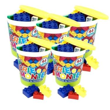 Imagem de Kit 5 Blocos De Montar Educativo Infantil Brinquedo 44 Pçs - Mini Toys