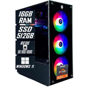 Imagem de Computador Gamer Amd Ryzen 5 16GB SSD 512 - FV-TEC Informática 
