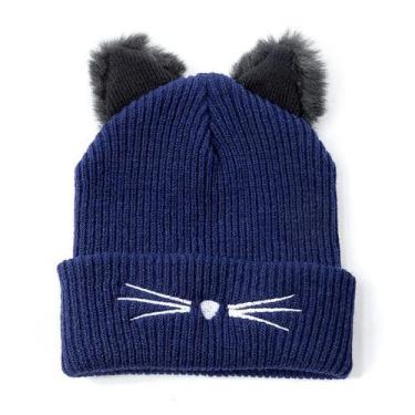 Imagem de Gorro feminino Da Moda Com Orelhas De Gato Malha Acrílica - ElaShopp