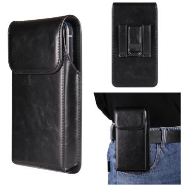 Imagem de Coldre para celular com clipe de cinto de couro PU suporte para cinto para Google Pixel 8 Pro Samsung Galaxy A15 A25 A55 A14 A05 A04 A23 S24 Ultra S23 Ultra Moto G 5G Moto G Stylus 2024 (preto, GG)