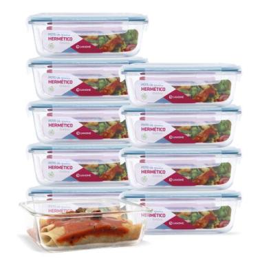 Imagem de Conjunto 10 Pote Vidro Hermética Marmita Tampa 1040ml - U4home