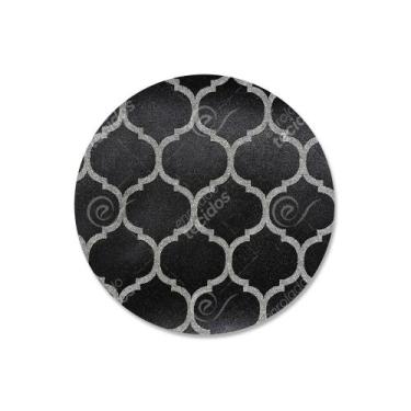 Imagem de Capa para Sousplat em Tecido Jacquard Preto e Crú Geométrico Tradicion