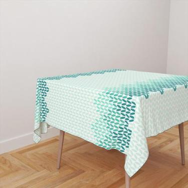 Imagem de Toalha De Mesa Quadrada 4 Lugares Tecido Oxford Folhas Tons de Verde T