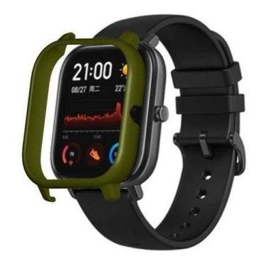 Imagem de Case Bumper Nsmart para proteção do smartwatch GTS, Verde militar