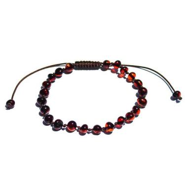 Imagem de Pulseira e Tornozeleira Regulável (18cm) Âmbar Báltico Café Polido - Â