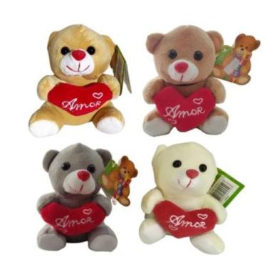 Imagem de Pelucia Urso Com Coracao Pequeno Sortidos 14cm - Importados