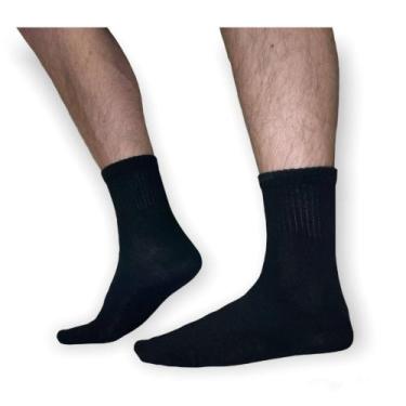 Imagem de Meia preta cano longo kit 10 pares sport algodão masculino - VIP MEIAS