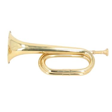 Imagem de Bugle Banhado a Ouro, Trompete de Cavalaria de Latão, Corneta, Instrumentos de Corneta Em C Plano Com Boquilha para Apresentações Em Atmosfera de Orquestra e Festival