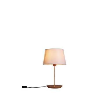 Imagem de Abajur de Mesa Slim 35cm Castanho Cúpula Algodão Cru Madelustre