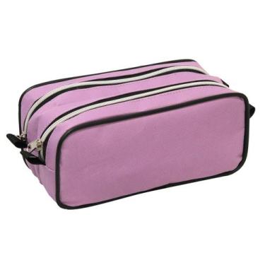 Imagem de Estojo poliester lilas com 2 divisoes - ziper prata ls ee1242 - LS Bol