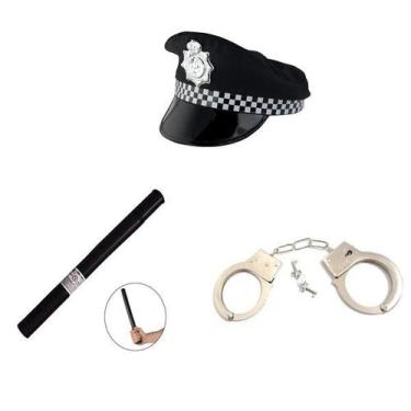 Imagem de Fantasia Policial Carnaval Festas Eventos- 3 Peças - CM Presentes e Fa